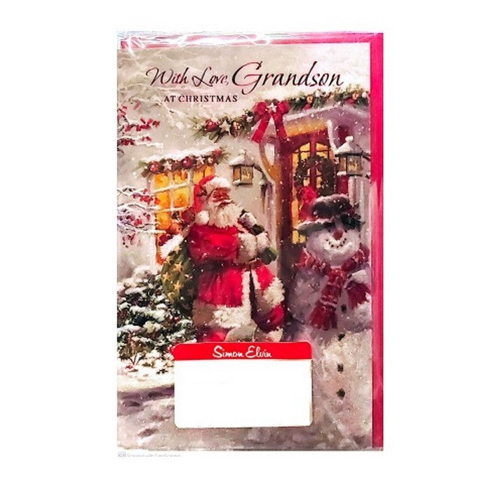 Front - Simon Elvin With Love Grandson Santa Claus Christmas Card (Pack of 6)