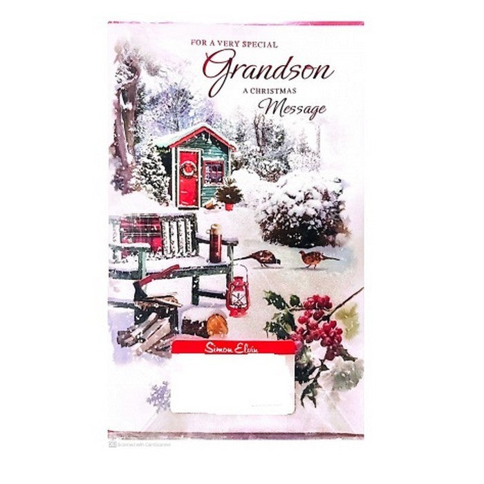 Front - Simon Elvin For A Very Special Grandson Winter Scene Christmas Card (Pack of 6)