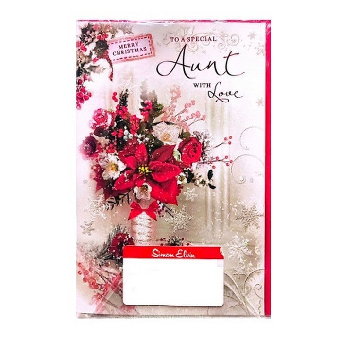 Front - Simon Elvin To A Special Aunt Flowers Christmas Card (Pack of 6)
