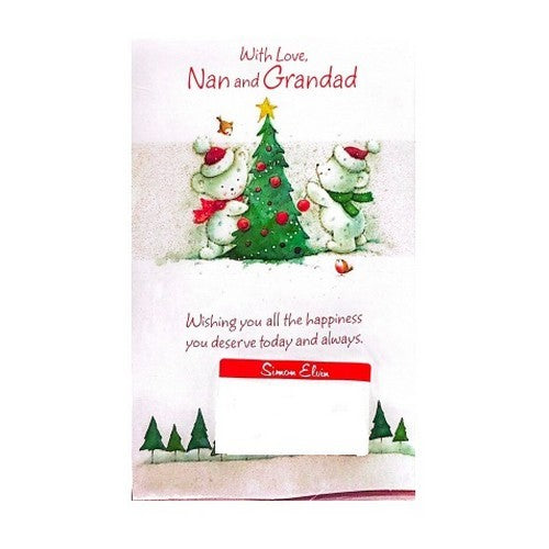 Front - Simon Elvin With Love Nan And Grandad Christmas Card (Pack of 12)