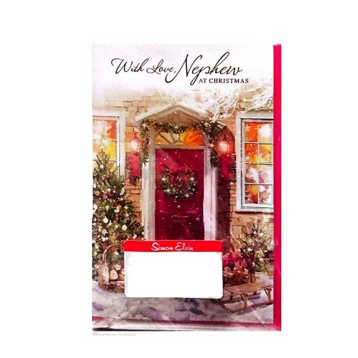 Front - Simon Elvin With Love Nephew Door Christmas Card (Pack of 6)