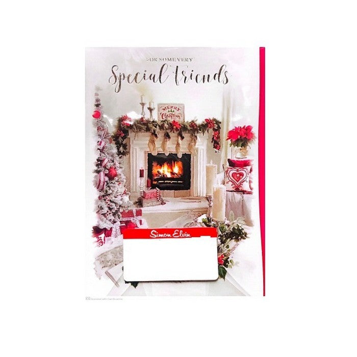 White-Red - Front - Simon Elvin Special Friend Fireplace Christmas Card (Pack of 6)
