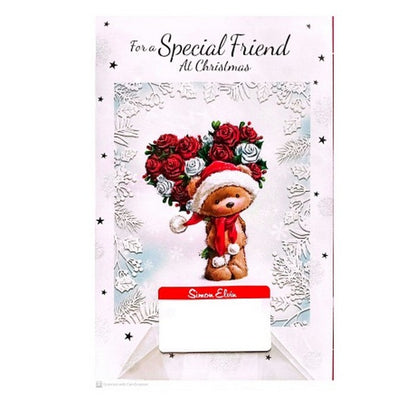 White-Red - Front - Simon Elvin Special Friend Teddy Bear Christmas Card (Pack of 6)