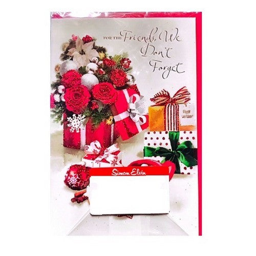 Front - Simon Elvin Friends We Don´t Forget Present Christmas Card (Pack of 6)
