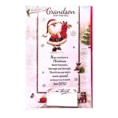 Front - Simon Elvin Just For You Grandson Santa Claus Christmas Card (Pack of 6)