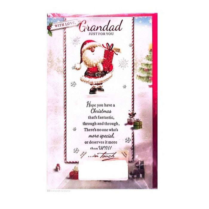 White-Red - Front - Simon Elvin Just For You Grandad Santa Claus Christmas Card (Pack of 6)