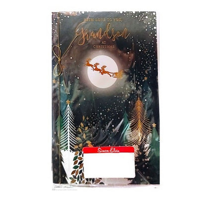 Black-Gold-Green - Front - Simon Elvin With Love Of You Grandson Moon Christmas Greetings Card (Pack of 6)