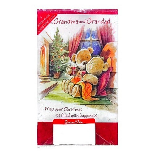 Front - Simon Elvin For A Dear Grandma And A grandad Christmas Greetings Card (Pack of 12)