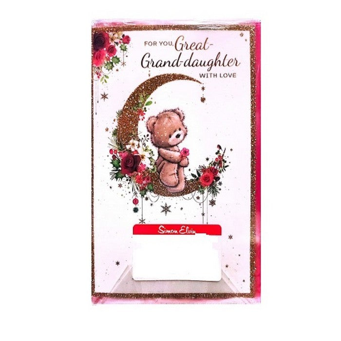White-Red - Front - Simon Elvin For You Great Grand Daughter Christmas Greetings Card (Pack of 6)