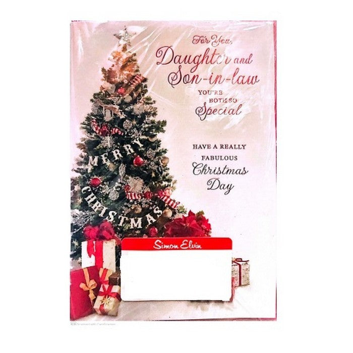 Green-Red-White - Front - Simon Elvin Daughter And Son In Law Tree Christmas Greetings Card (Pack of 6)