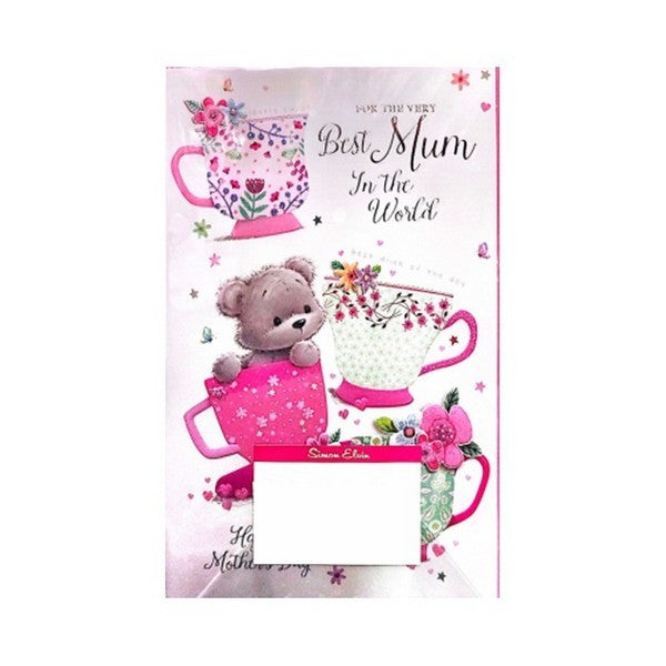 White-Pink - Front - Simon Elvin For The Very Best Mum Mothers Day Greetings Card (Pack of 6)