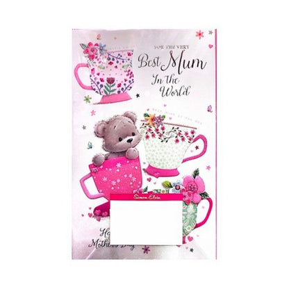 White-Pink - Front - Simon Elvin For The Very Best Mum Mothers Day Greetings Card (Pack of 6)