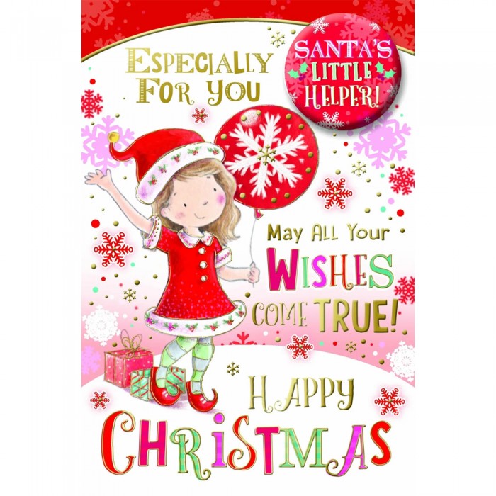 Front - Simon Elvin Especially For You Santa´s Little Helper Christmas Card (Pack of 6)