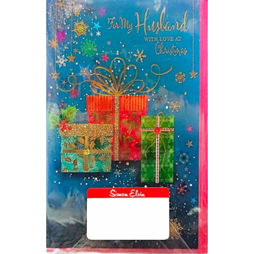 Blue-Gold-Green - Front - Simon Elvin For My Husband Present Christmas Greetings Card (Pack of 6)