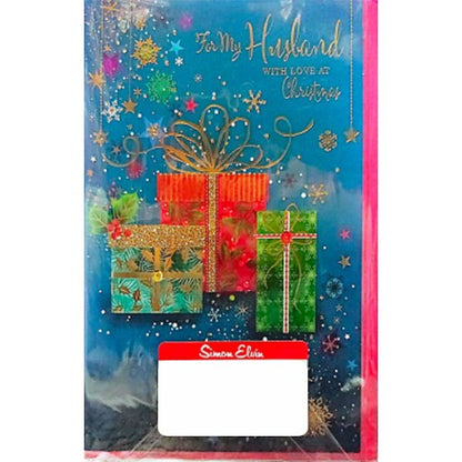 Blue-Gold-Green - Front - Simon Elvin For My Husband Present Christmas Greetings Card (Pack of 6)