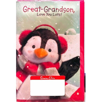 Front - Simon Elvin Love You Lots Great Grand Son Christmas Card (Pack of 6)