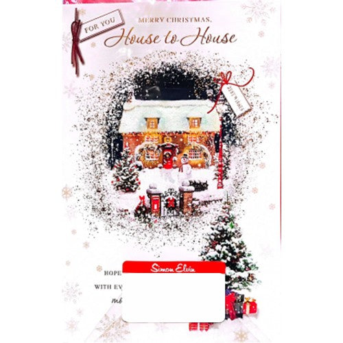 White-Red-Black - Front - Simon Elvin House To House Christmas Greetings Card (Pack of 6)
