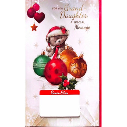 Front - Simon Elvin For You Grand Daughter Bauble Christmas Card (Pack of 6)