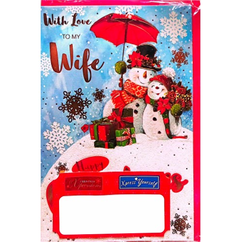 Front - Simon Elvin With Love To My Wife Snowman Christmas Greetings Card