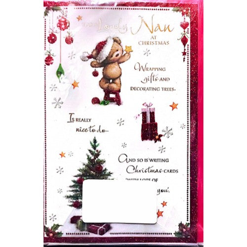 White-Red - Front - Simon Elvin Nan At Present Christmas Card (Pack of 6)