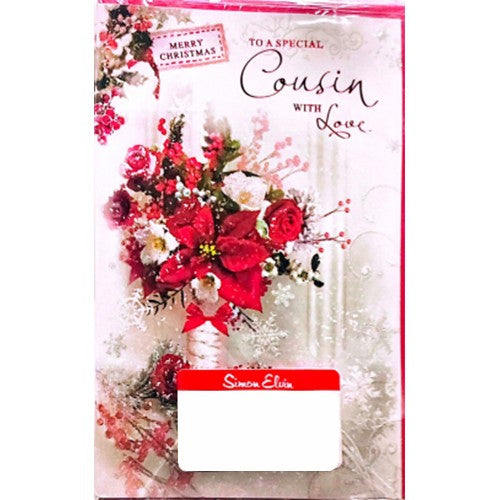 White-Red - Front - Simon Elvin To A Special Cousin With Love Christmas Card (Pack of 6)