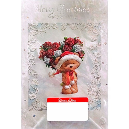 Front - Simon Elvin Enjoy Yourself Roses Christmas Card (Pack of 6)