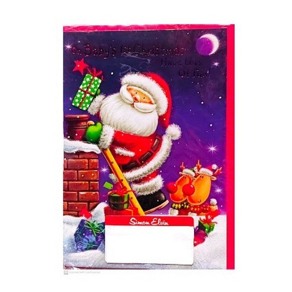 Front - Simon Elvin Baby 1st Santa Claus Christmas Card (Pack of 12)