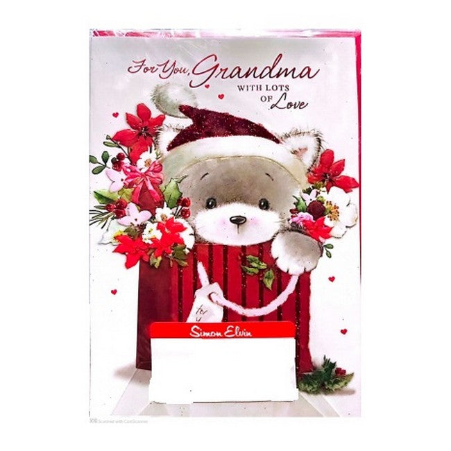 Multicoloured - Front - Simon Elvin For You Grandma With Lots Of Love Christmas Card (Pack of 6)