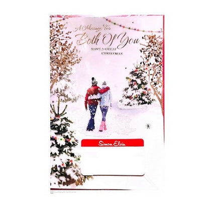 White-Red-Green - Front - Simon Elvin A Message For Both Of You Christmas Card (Pack of 6)
