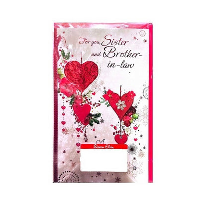 Front - Simon Elvin For You Sister & Brother In Law Heart Christmas Card (Pack of 6)