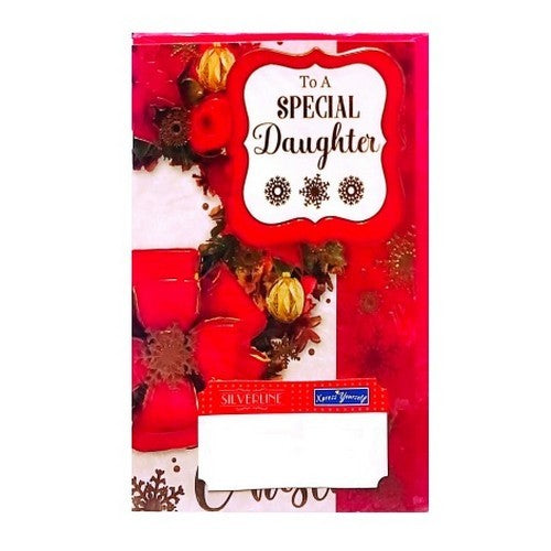 Red-White - Front - Simon Elvin To A Special Daughter Christmas Card (Pack of 12)