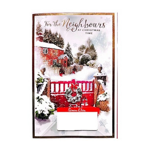 White-Red-Green - Front - Simon Elvin For The Neighbours Winter Scene Christmas Card (Pack of 6)