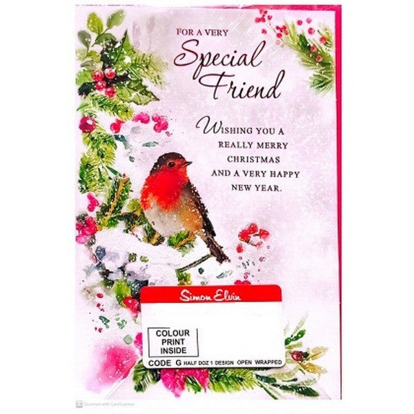 Front - Simon Elvin Merry Christmas And Happy New Year Special Friend Greetings Card (Pack of 6)