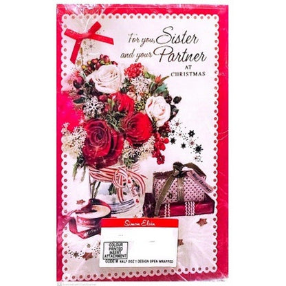 Front - Simon Elvin For You Sister And Brother In Law Bouquet Christmas Card (Pack of 6)