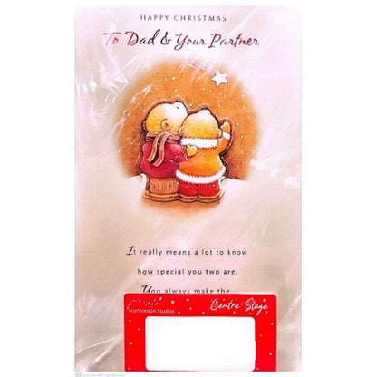 Front - Simon Elvin Happy Christmas To Dad & Your Partner Greetings Card (Pack of 6)