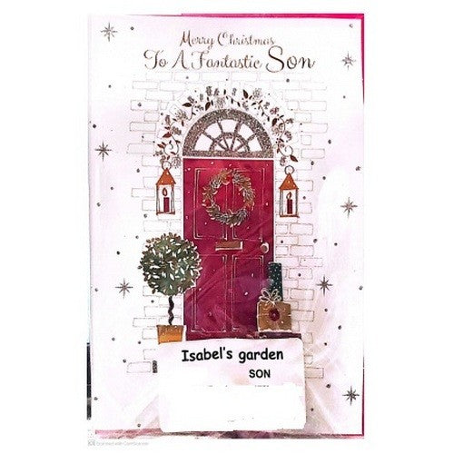 Front - Simon Elvin Isabel Garden Son Christmas Card (Pack of 6)