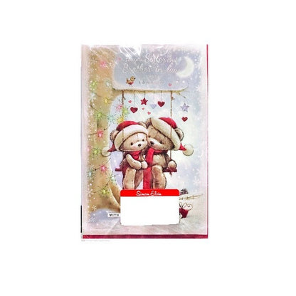 Front - Simon Elvin For You Sister And Brother In Law Teddy Bear Christmas Card (Pack of 6)