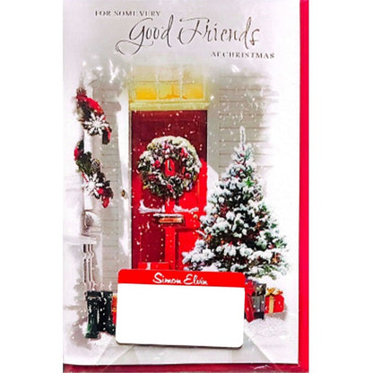 Red-White - Front - Simon Elvin Good Friend Christmas Card (Pack of 6)