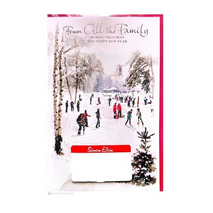 White-Red - Front - Simon Elvin Merry Christmas And Happy New Year From All Family Greetings Card (Pack of 6)