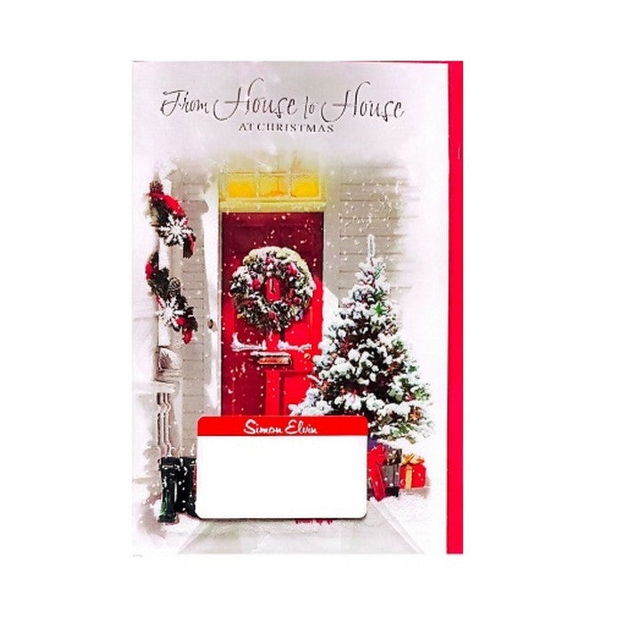 White-Green-Red - Front - Simon Elvin House To House Christmas Greetings Card (Pack of 6)