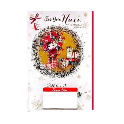 Front - Simon Elvin For You Niece Wreath Christmas Card (Pack of 6)