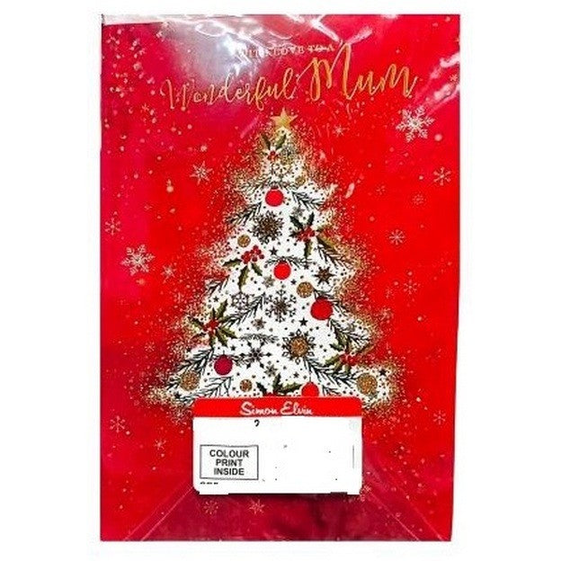Front - Simon Elvin With Love To A Wonderful Mum Christmas Tree Christmas Card (Pack of 6)
