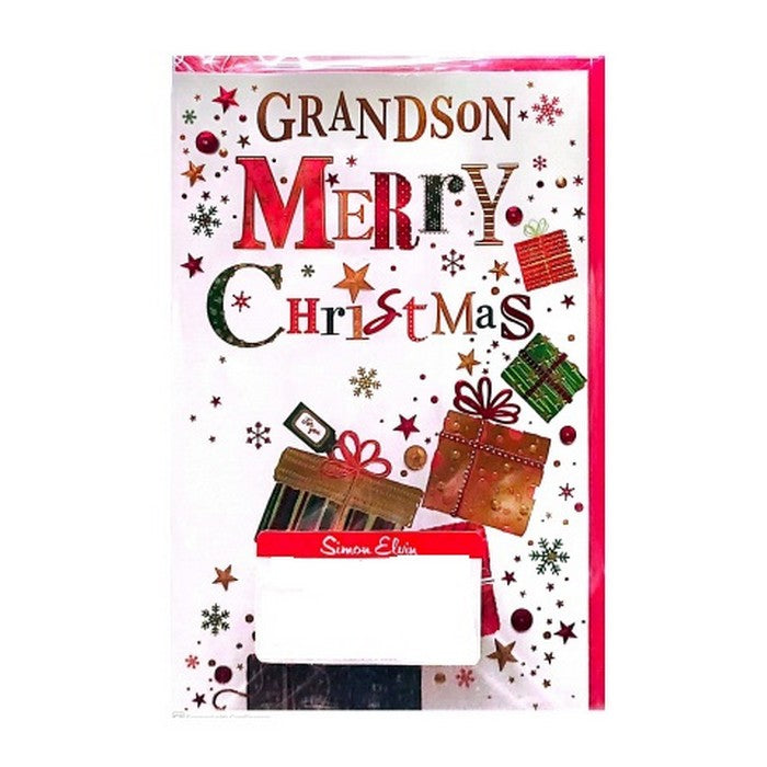Front - Simon Elvin Merry Christmas Grandson Greetings Card (Pack of 6)