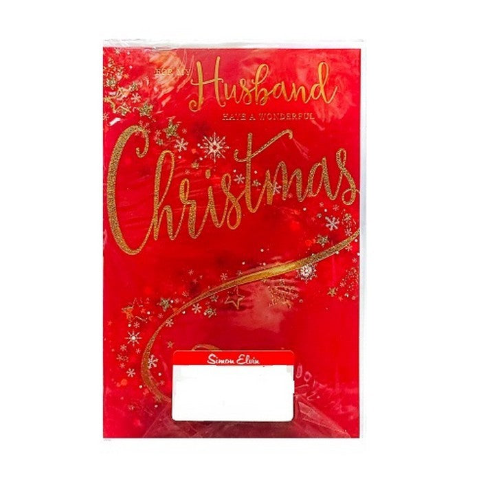 Front - Simon Elvin For My Husband Glitter Christmas Card (Pack of 6)
