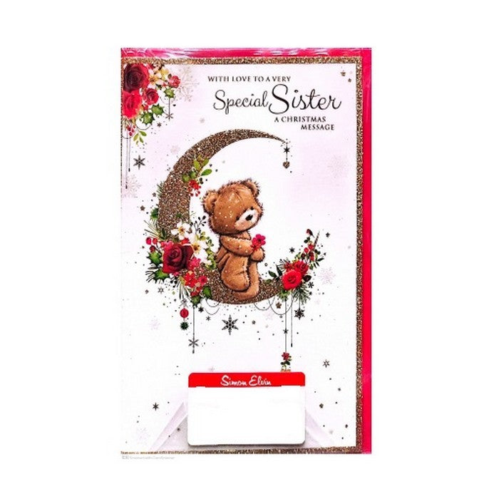 Front - Simon Elvin With Love A Very Special Sister Crescent Moon Christmas Card (Pack of 6)