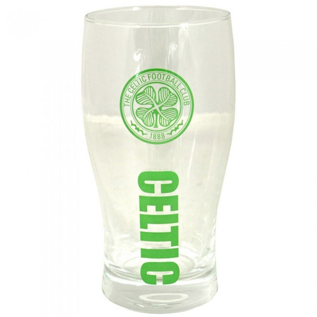 Front - Celtic FC Official Football Crest Wordmark Pint Glass