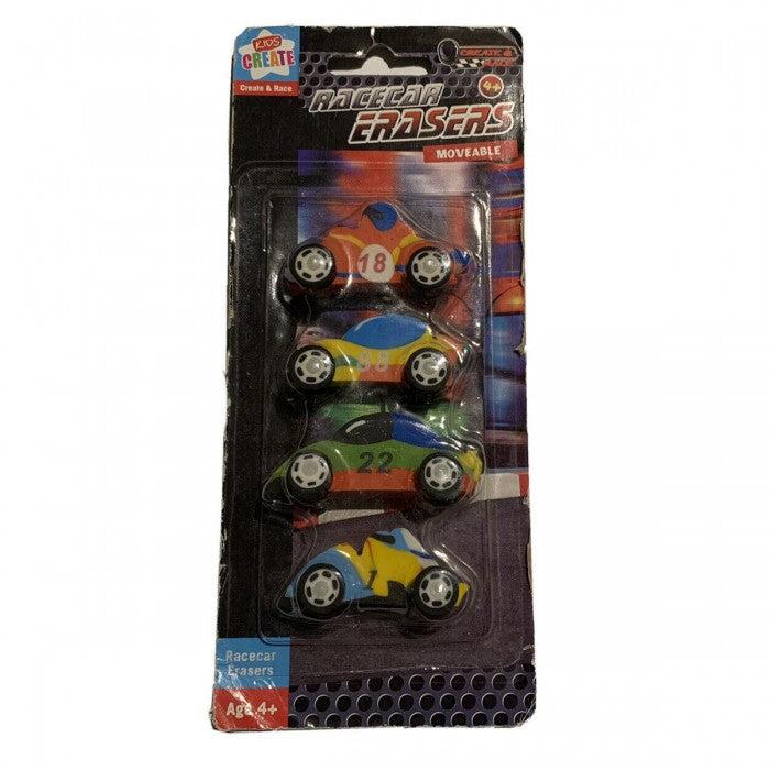 Front - Kids Create Car Rubber Erasers (Pack of 4)
