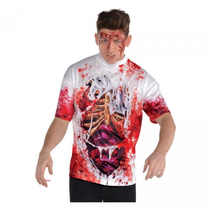 Front - Amscan Unisex Adult Zombie Skeleton Halloween Costume Top