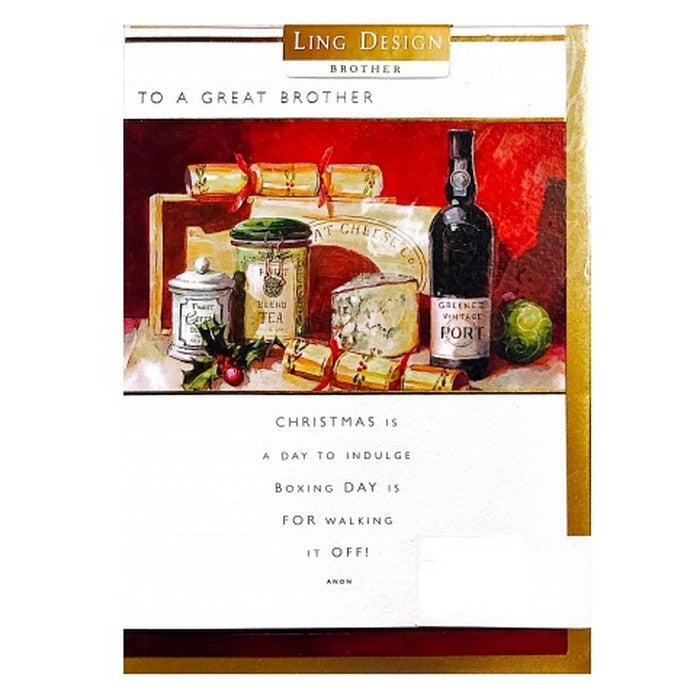 Front - Ling Design To A Great Brother Wine Bottle Christmas Card