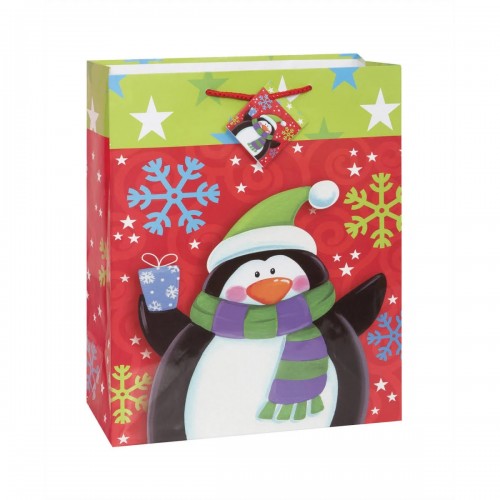 Front - Unique Party Penguin Christmas Gift Bag